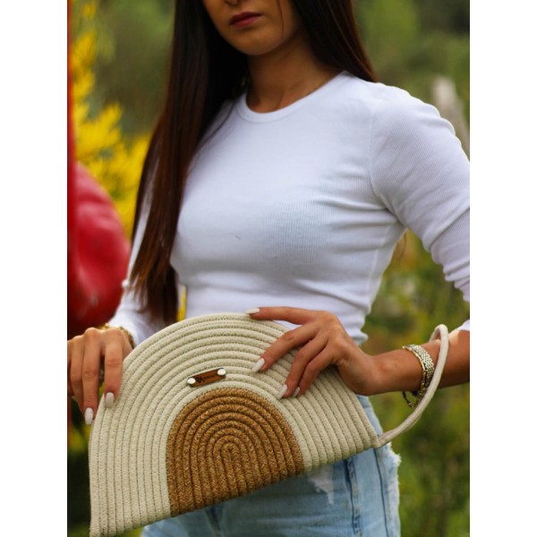 Jüt El Çantası Krem Hasır