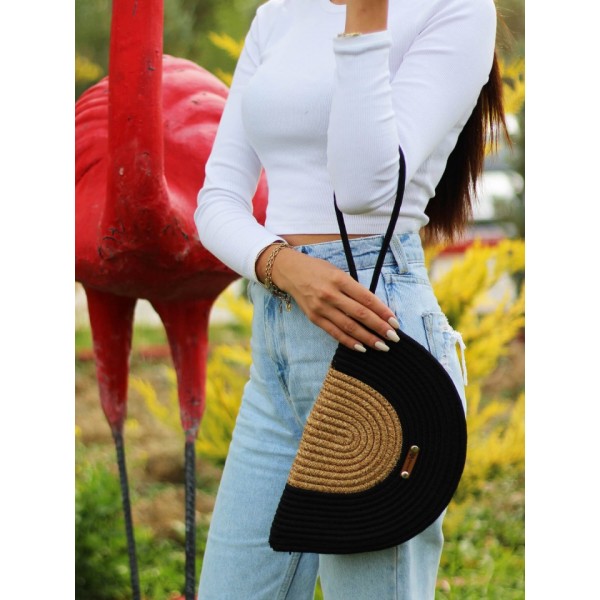 Jüt El Çantası Siyah Hasır