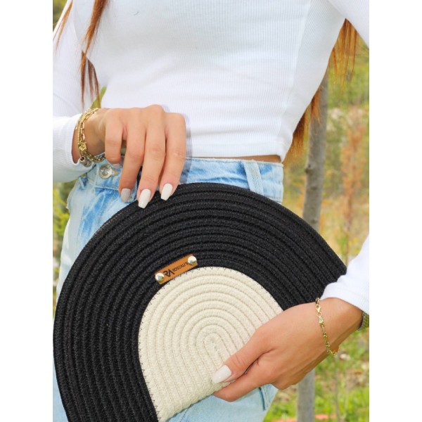 Jüt El Çantası Siyah Krem