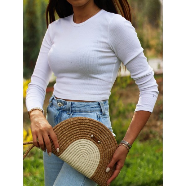 Jüt El Çantası Hasır Krem