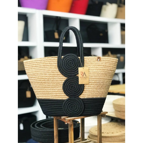 Jüt Hasır Yuvarlak Halkalı Omuz Çantası