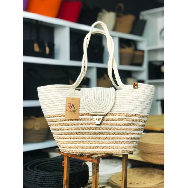 Jüt Krem Tokalı Omuz Çantası