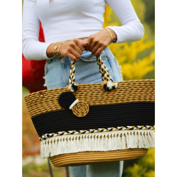 Jüt Püsküllü Plaj Çantası