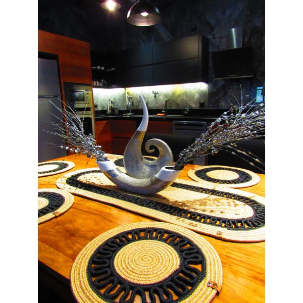 Jüt Runner Supla Takımı - Dalgalı Kırçıllı Jüt - Siyah