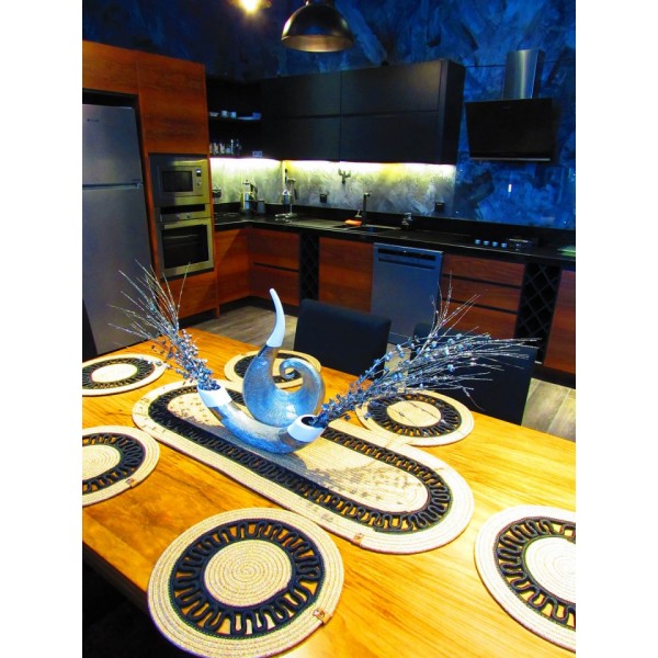 Jüt Runner Supla Takımı - Dalgalı Kırçıllı Jüt - Siyah