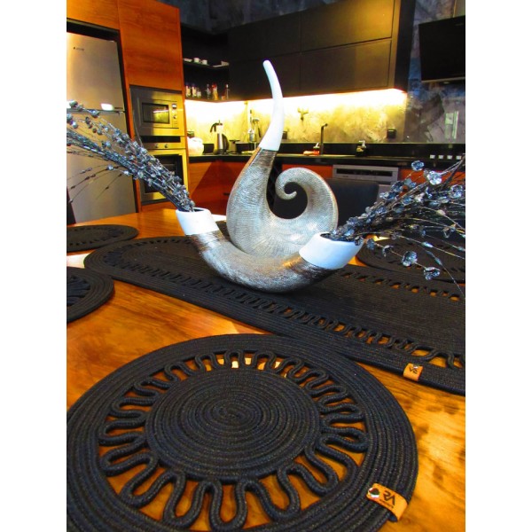 Jüt Runner Supla Takımı - Dalgalı Siyah Jüt Runner Supla Takımı - Dalgalı Siyah