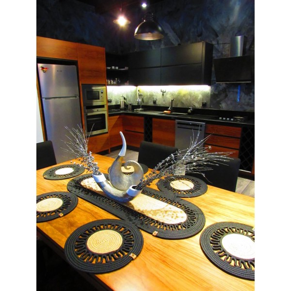 Jüt Runner Supla Takımı - Dalgalı Siyah - Kırçıllı Jüt